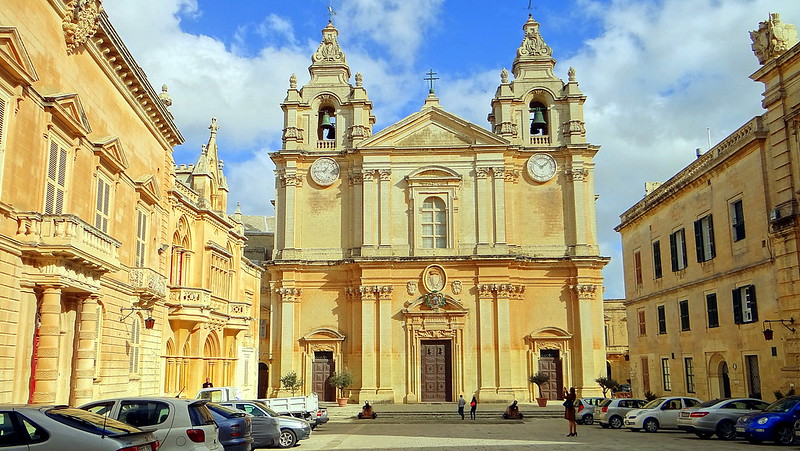 devanture de la cathédrale Saint-Paul de Mdina